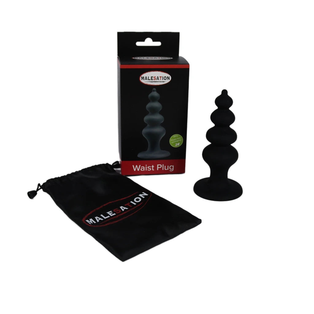 Large ribbed silicone butt plug