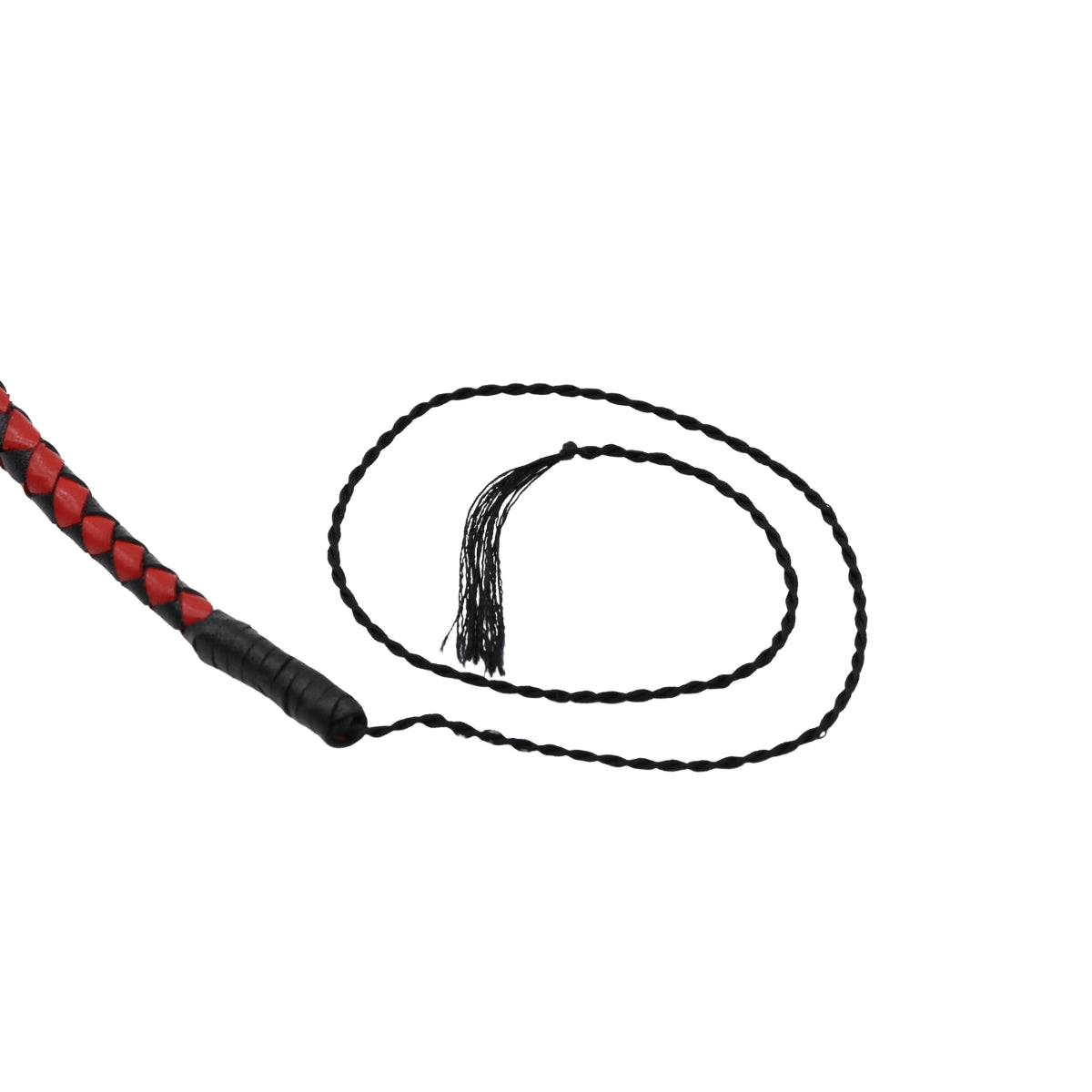 Echt leren single tail 90 cm zwart/rood