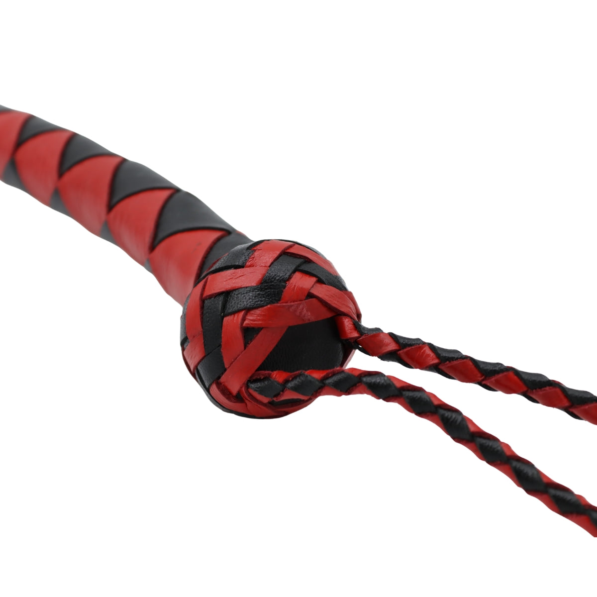 Echt leren single tail 90 cm zwart/rood