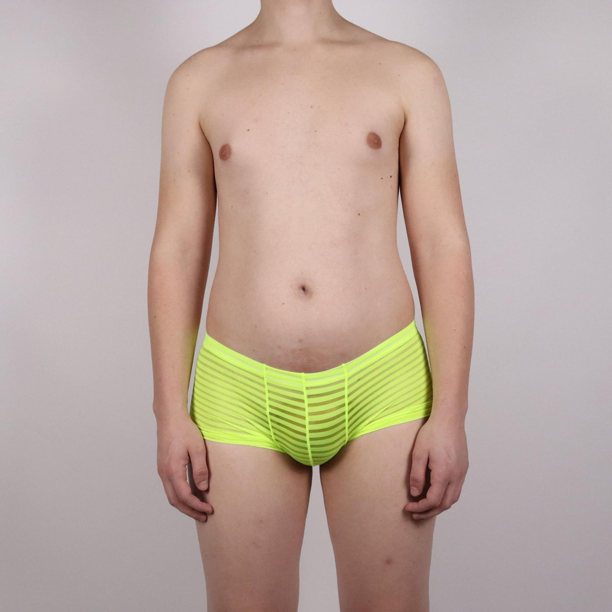 Gestreepte transparante boxer neon geel