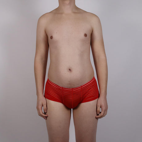 Gestreepte transparante boxer rood