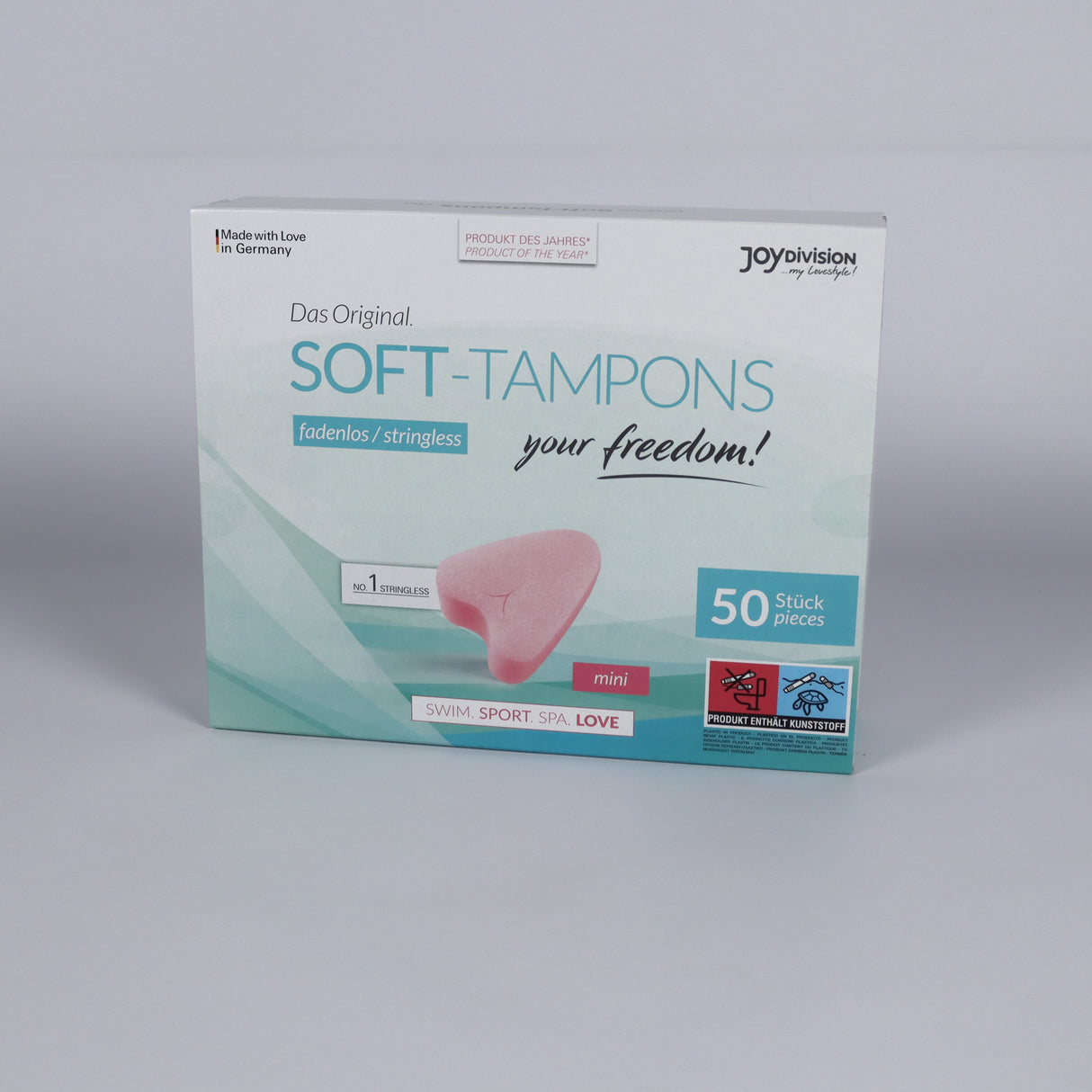 Grote doos met 50 luchtdicht verpakte mini soft tampons