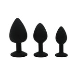 Siliconen buttplug set met diamantjes