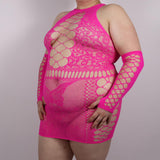 Onesize jurk met kant roze