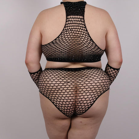 Visnet lingerie setje met diamantjes