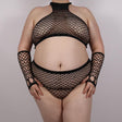 Visnet lingerie setje met steentjes